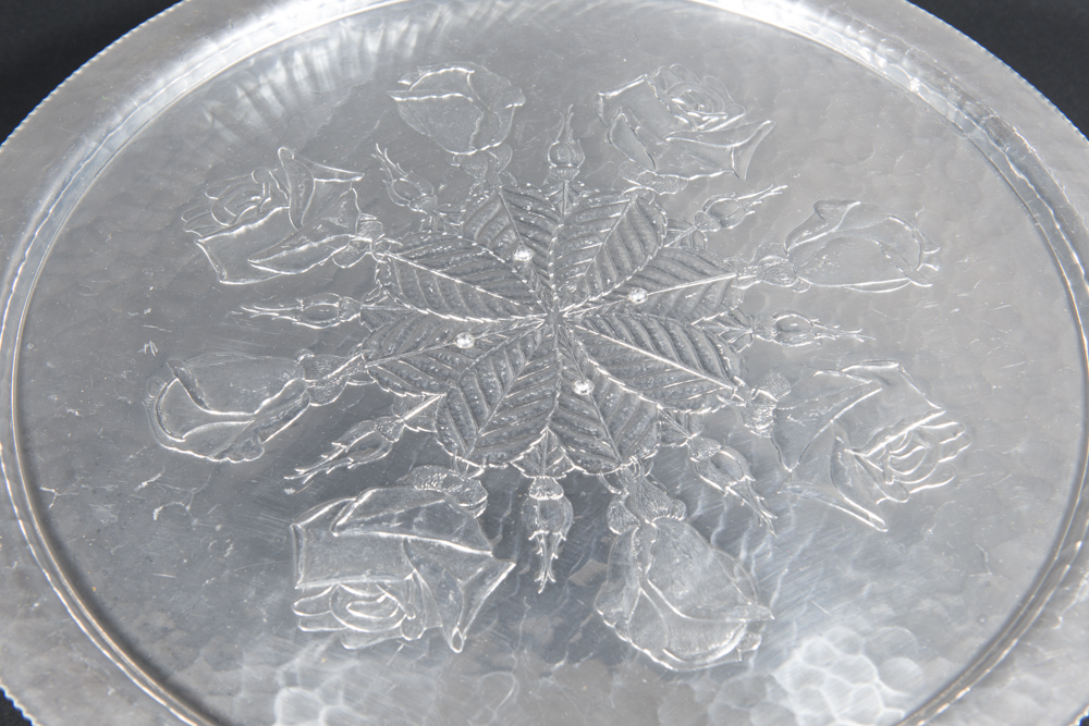 Trio Of Vintage "Wild Rose" Aluminum Serveware