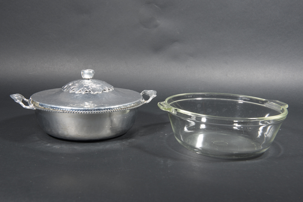 Trio Of Vintage "Wild Rose" Aluminum Serveware