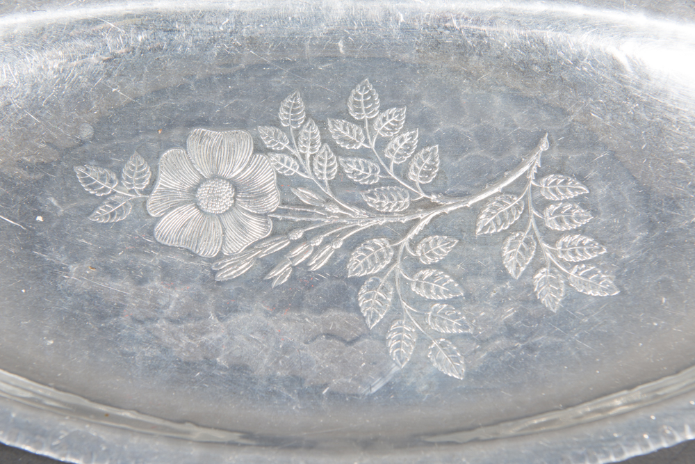 Trio Of Vintage "Wild Rose" Aluminum Serveware