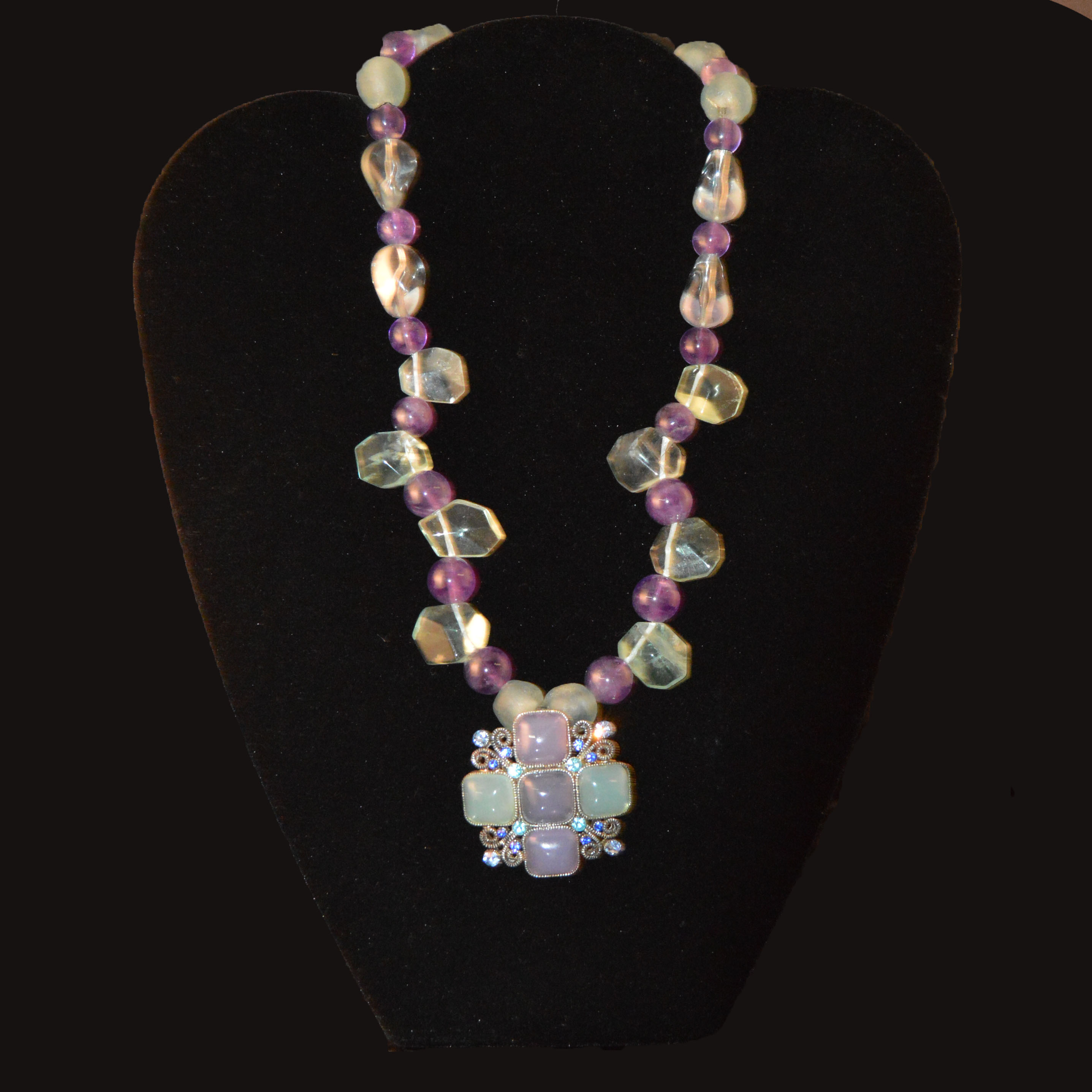 Glass and Amethyst Necklace