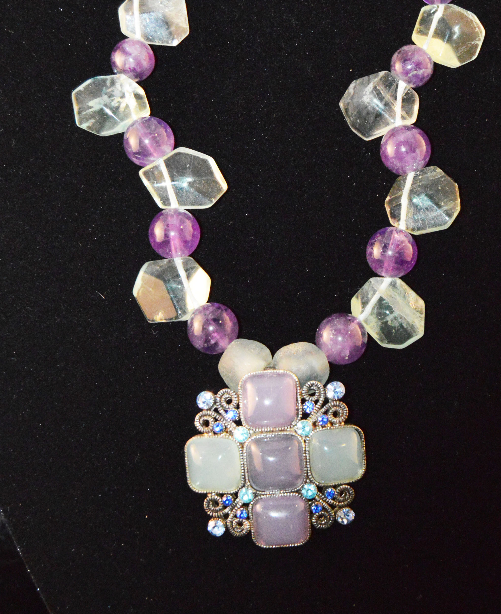 Glass and Amethyst Necklace