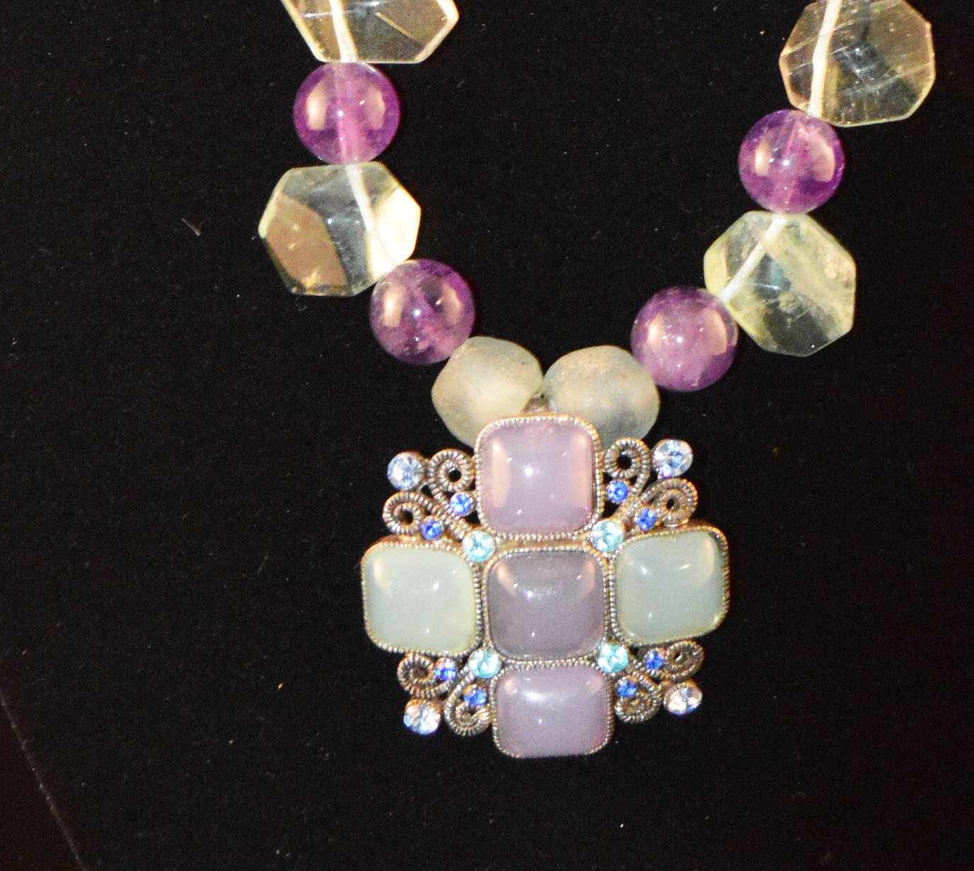 Glass and Amethyst Necklace