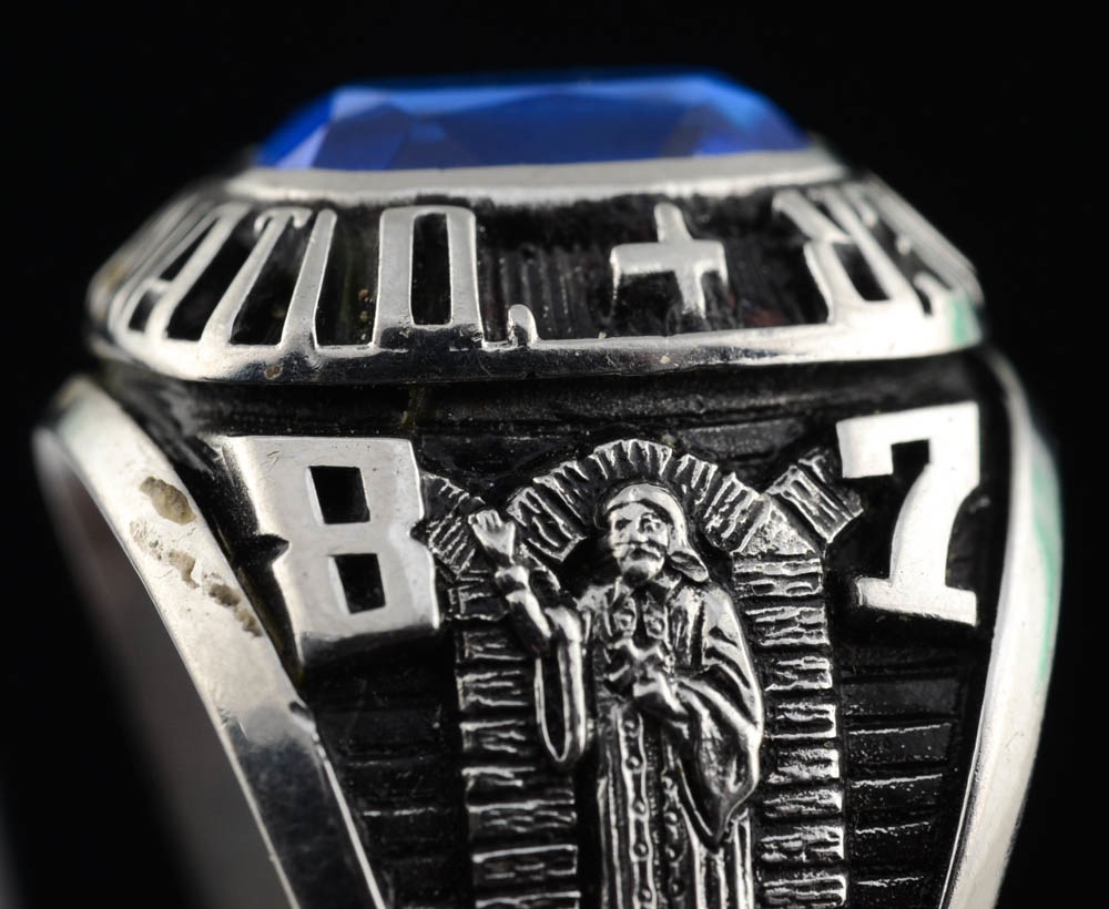 Marine and Navy Pins with Brass Tool Charms and St. Xavier Class Ring