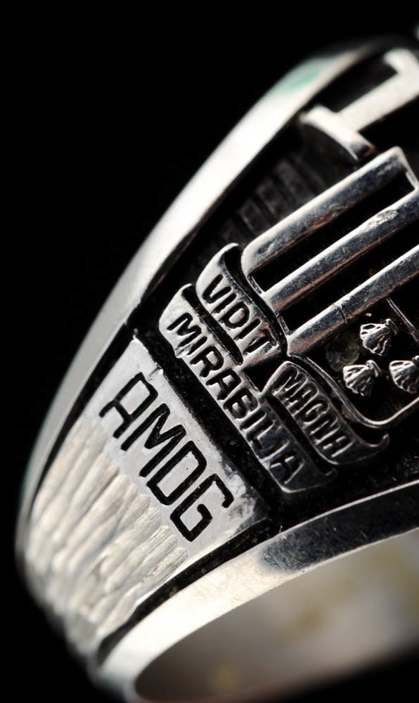 Marine and Navy Pins with Brass Tool Charms and St. Xavier Class Ring