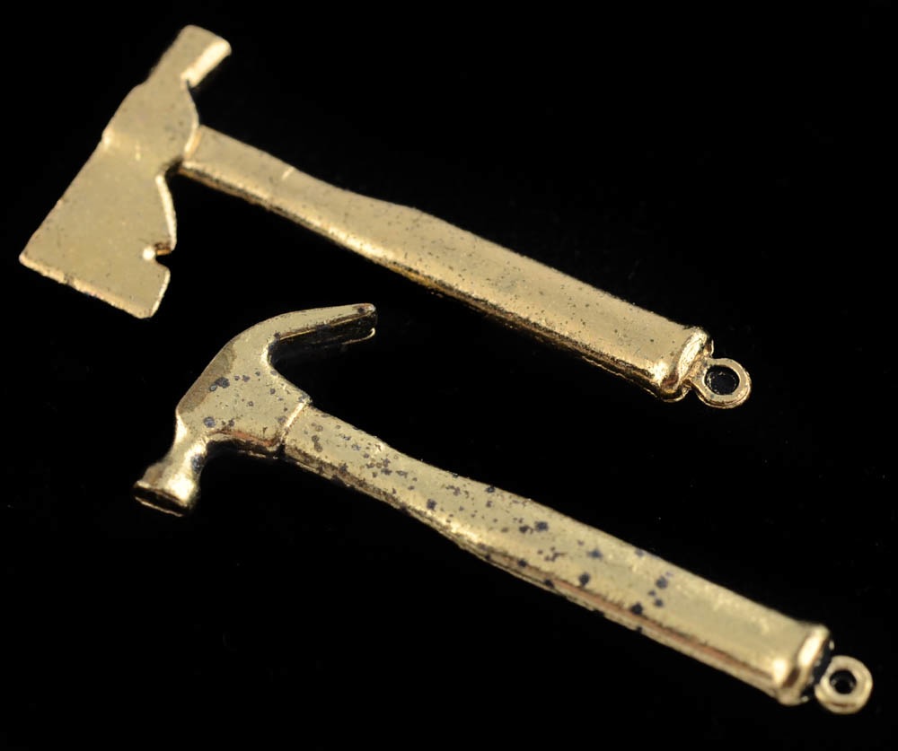 Marine and Navy Pins with Brass Tool Charms and St. Xavier Class Ring