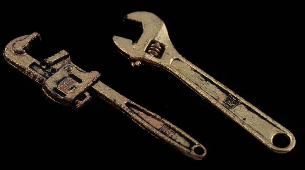 Marine and Navy Pins with Brass Tool Charms and St. Xavier Class Ring