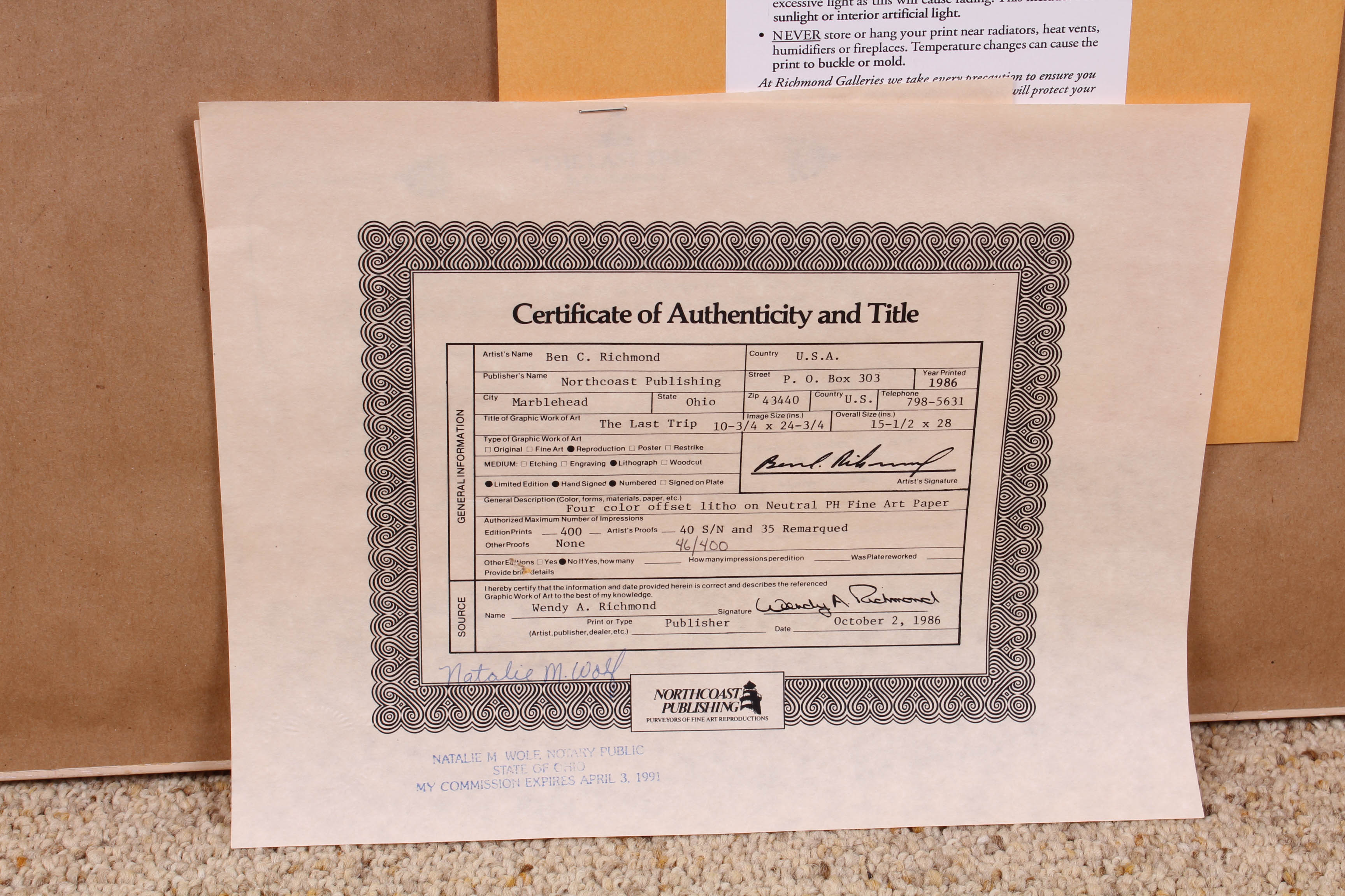 Ben Richmond Signed Limited Edition Print "The Last Trip"