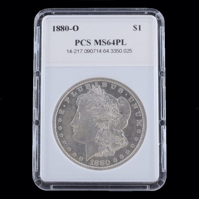 Encapsulated and Graded MS64PL (By PCS) 1880 O Silver Morgan Dollar