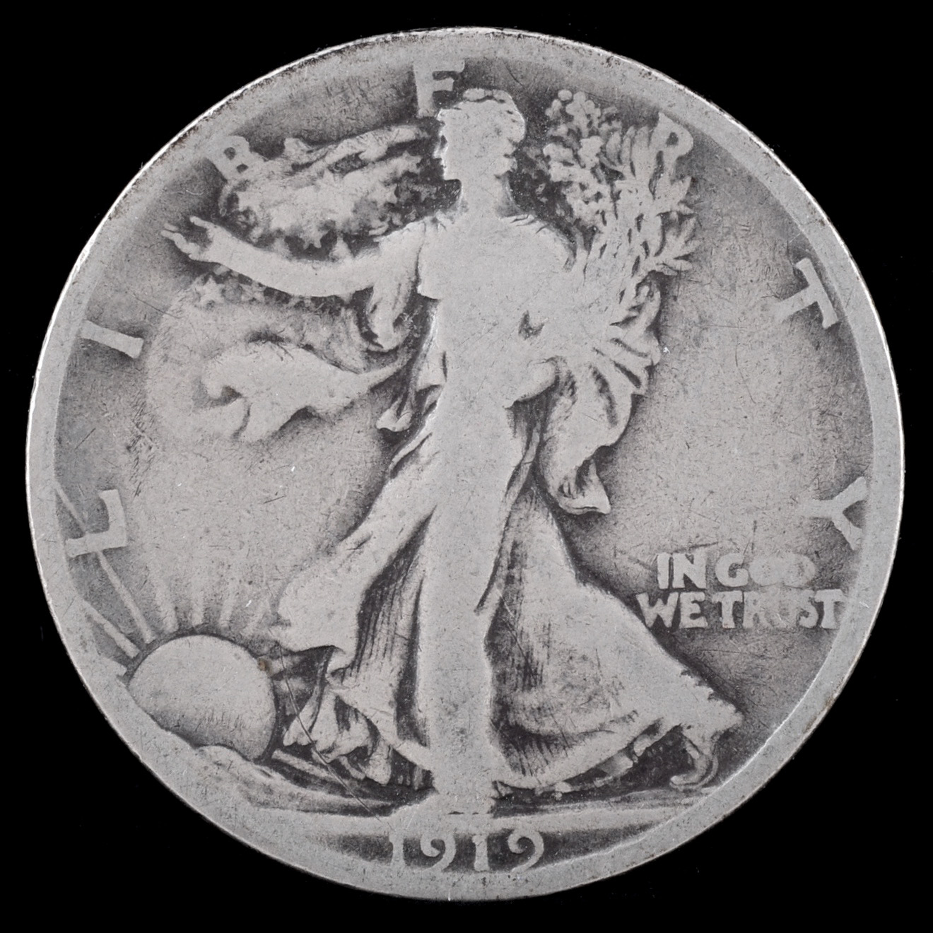 1919 S Walking Liberty Silver Half Dollar