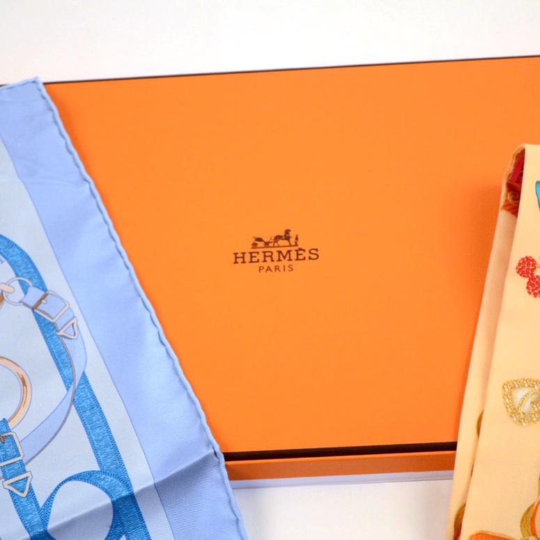 Hermès "Eperon d'Or" Silk Scarf with Two Neck Scarves