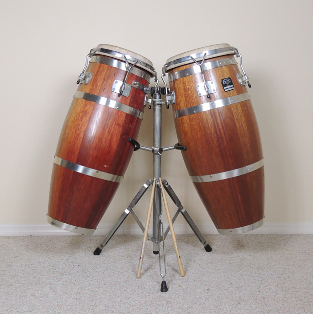 Gon Bops IC-3000 Conga Drum Set with Stand and Zak Starkey Sticks