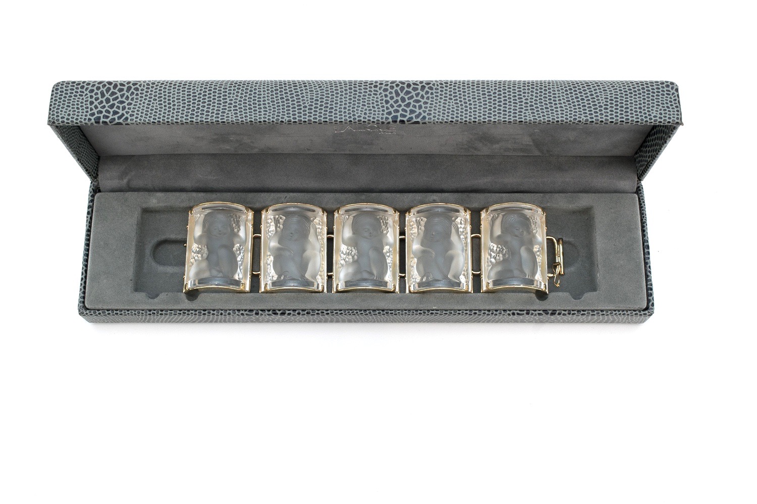 Lalique Gold Tone Frosted Link Bracelet