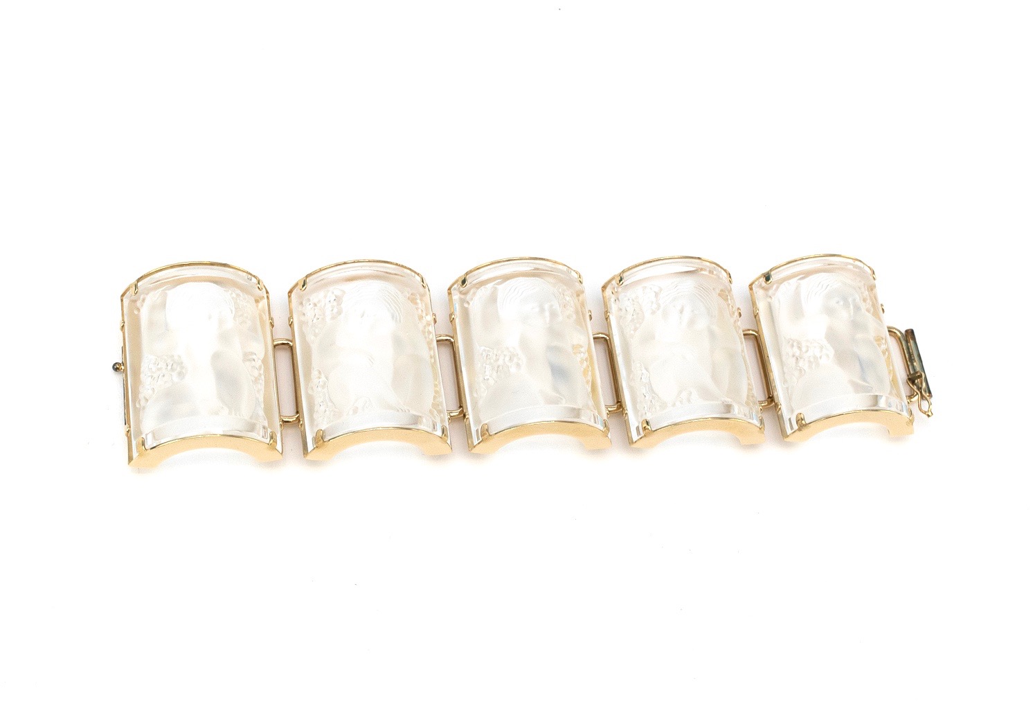 Lalique Gold Tone Frosted Link Bracelet