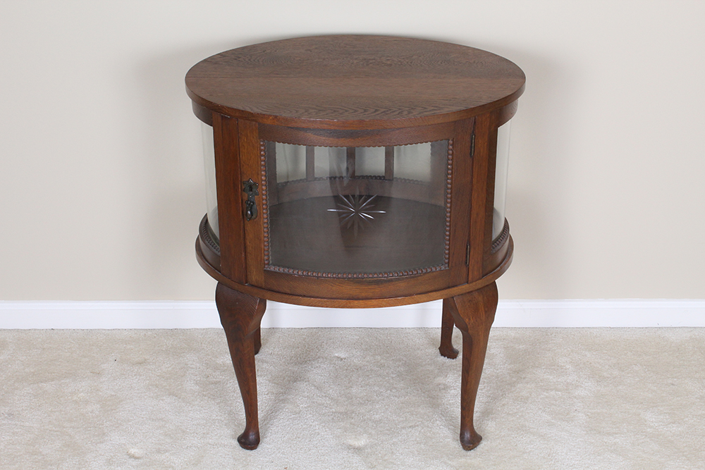 Walnut Vitrine Accent Table