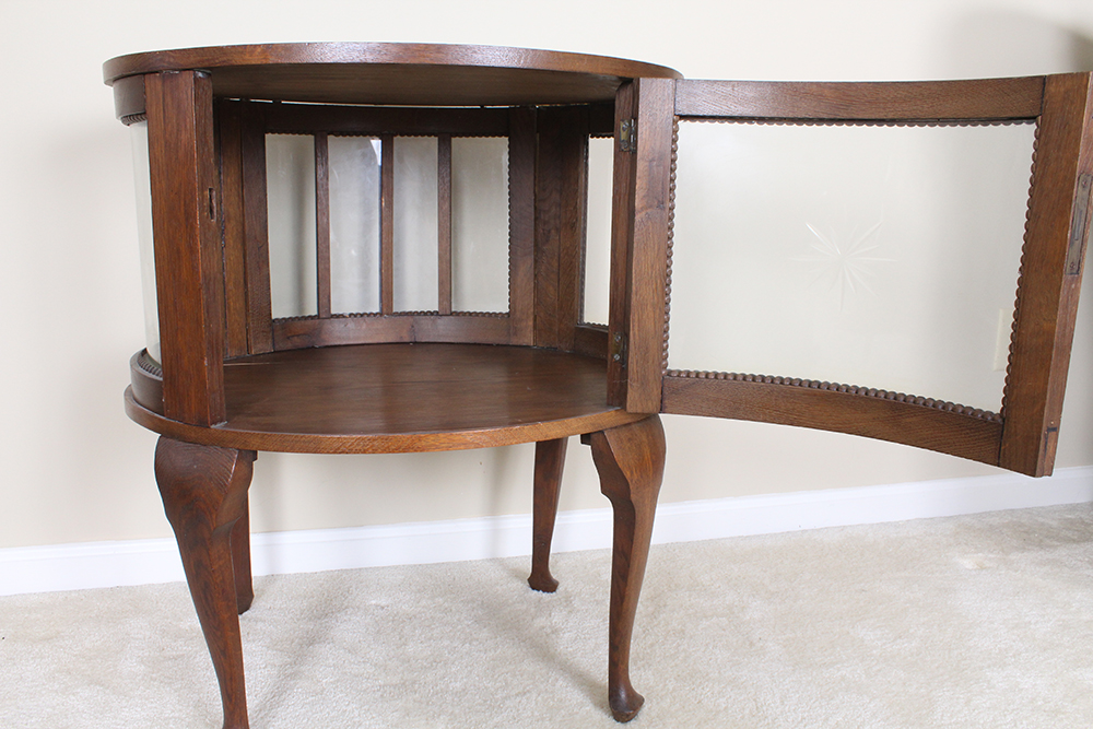 Walnut Vitrine Accent Table