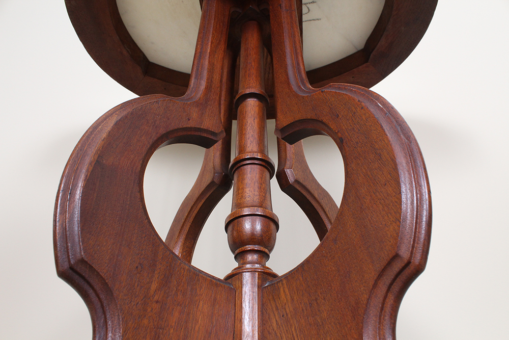 Victorian Eastlake White Marble Top Accent Table with Carved Cherry Base