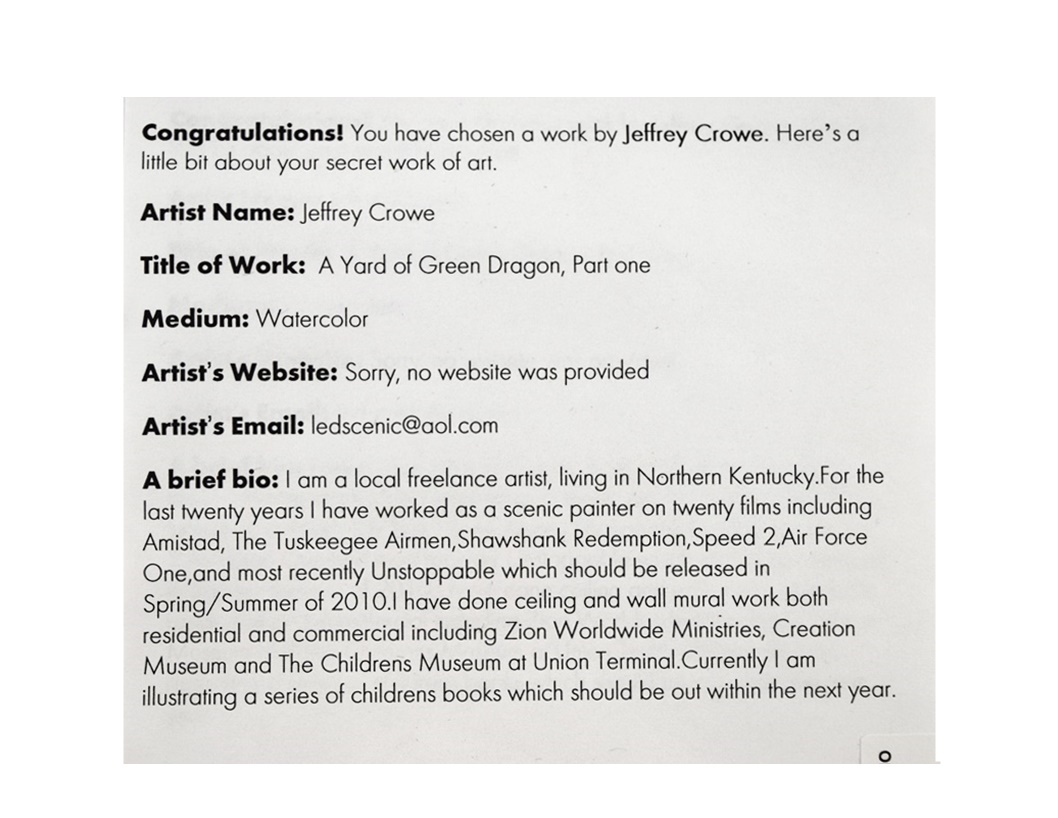 Jeffrey Crowe's Whimsical Sculpted Watercolor Titled "A Yard of Green Dragon", Framed