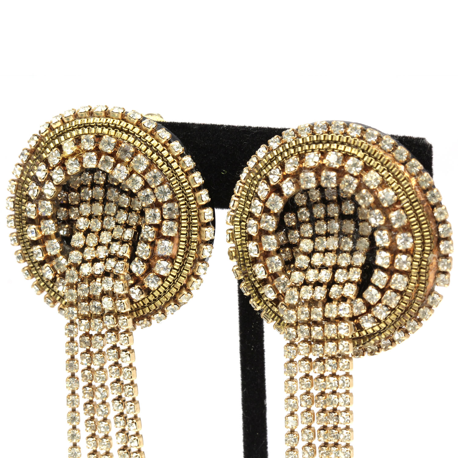 Vintage 1980s Signed MJ Hansen Massive Rhinestone Earrings