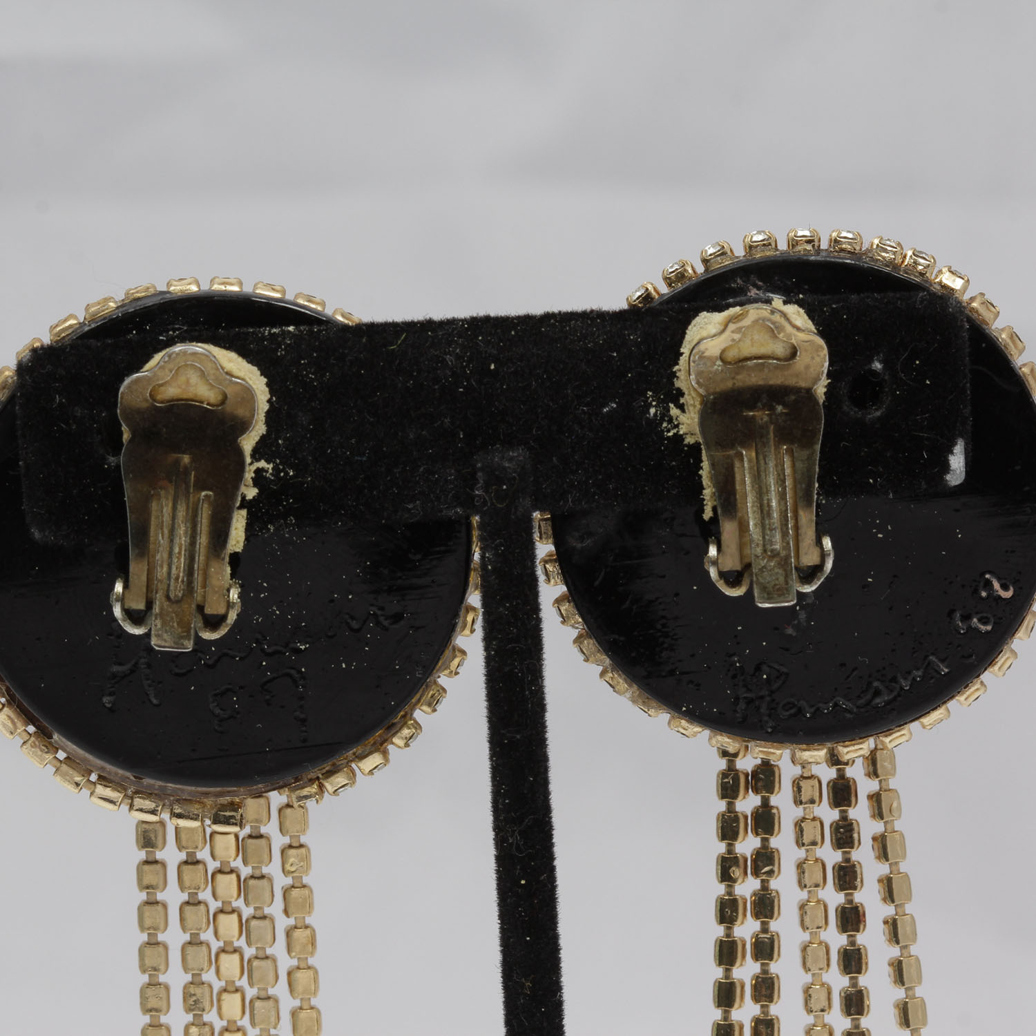 Vintage 1980s Signed MJ Hansen Massive Rhinestone Earrings