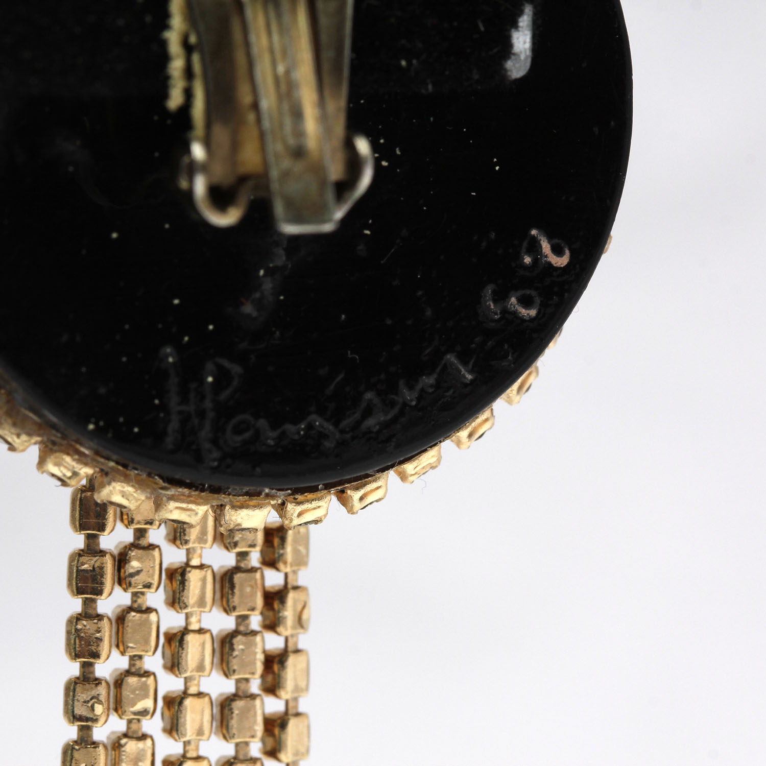 Vintage 1980s Signed MJ Hansen Massive Rhinestone Earrings