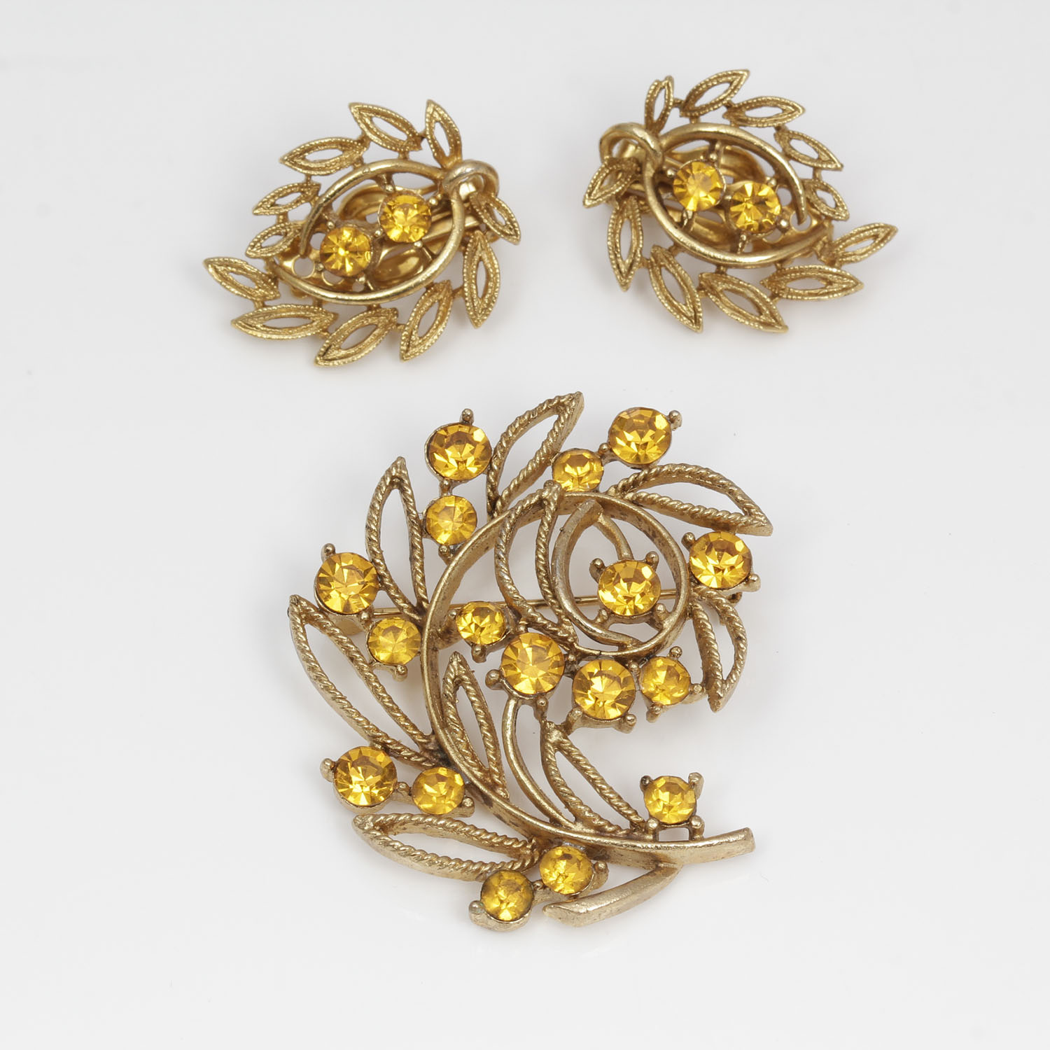 Rhinestone Brooch and Earring Set