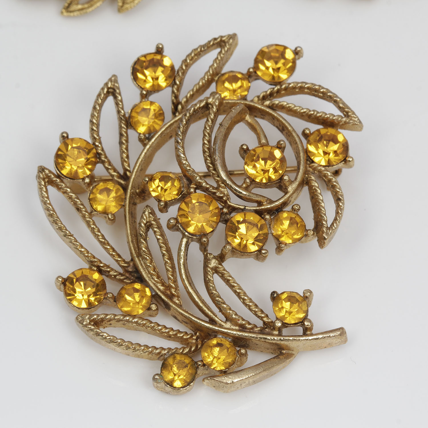 Rhinestone Brooch and Earring Set