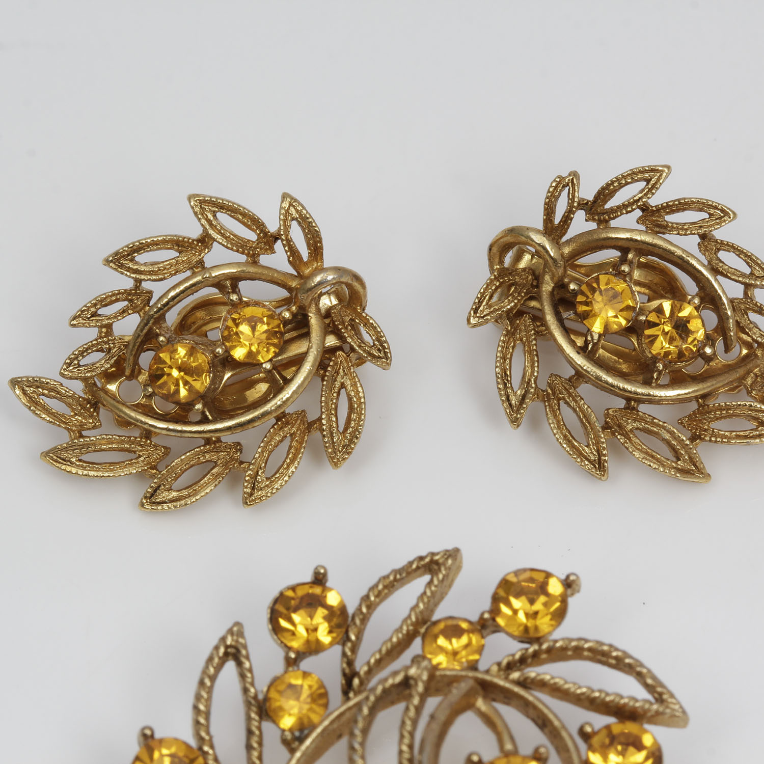 Rhinestone Brooch and Earring Set