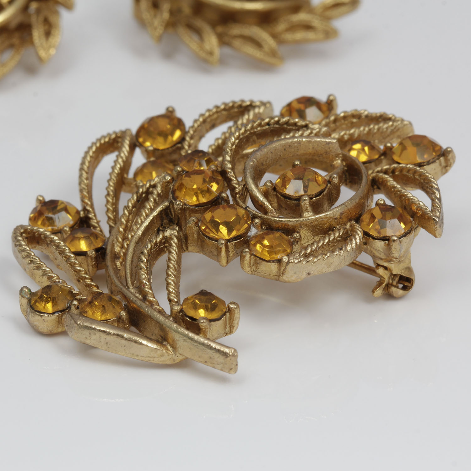 Rhinestone Brooch and Earring Set