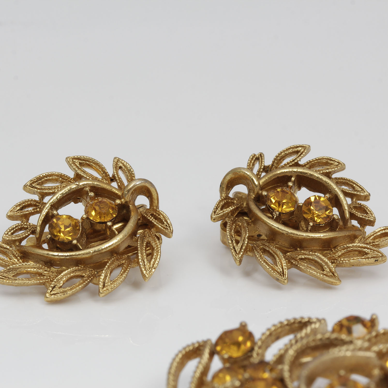 Rhinestone Brooch and Earring Set