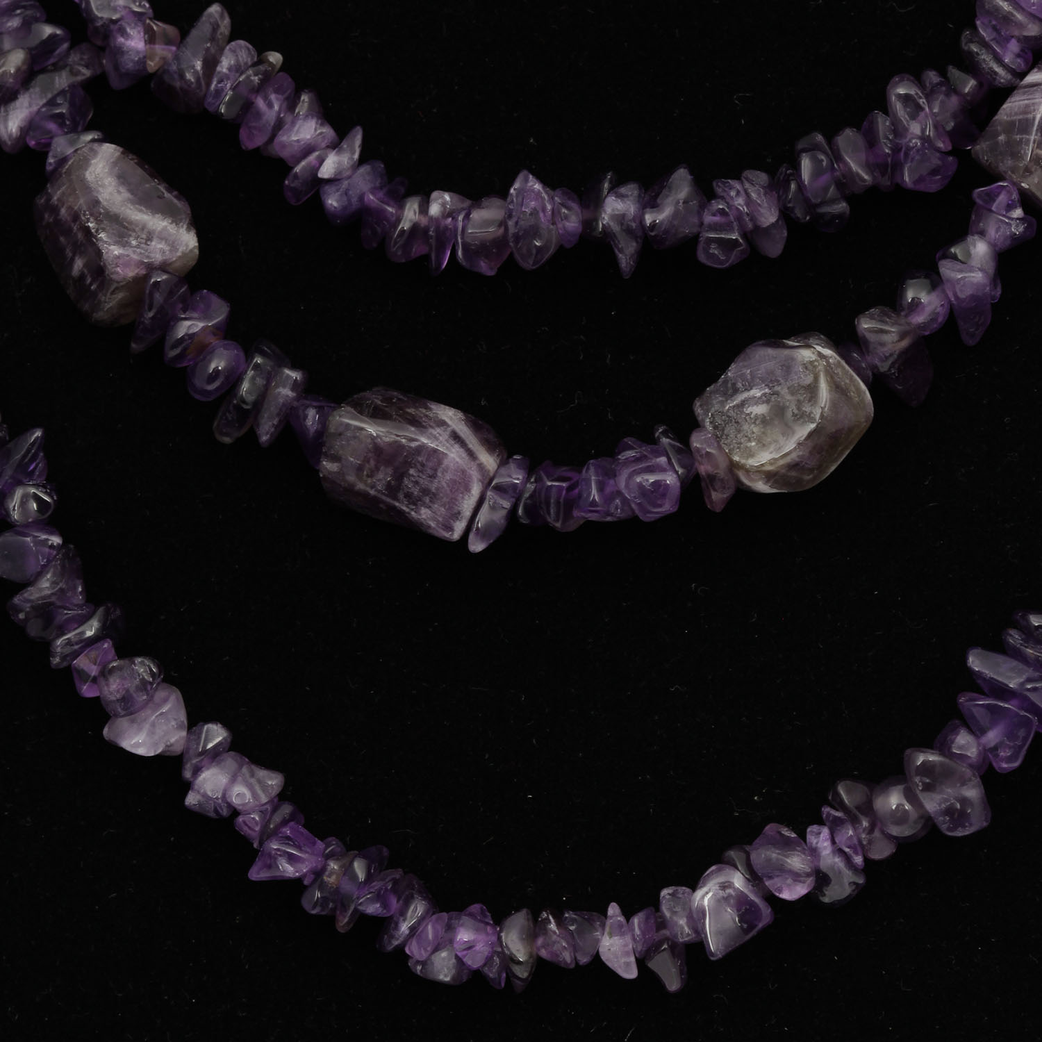 Triple Strand Amethyst Quartz Necklace