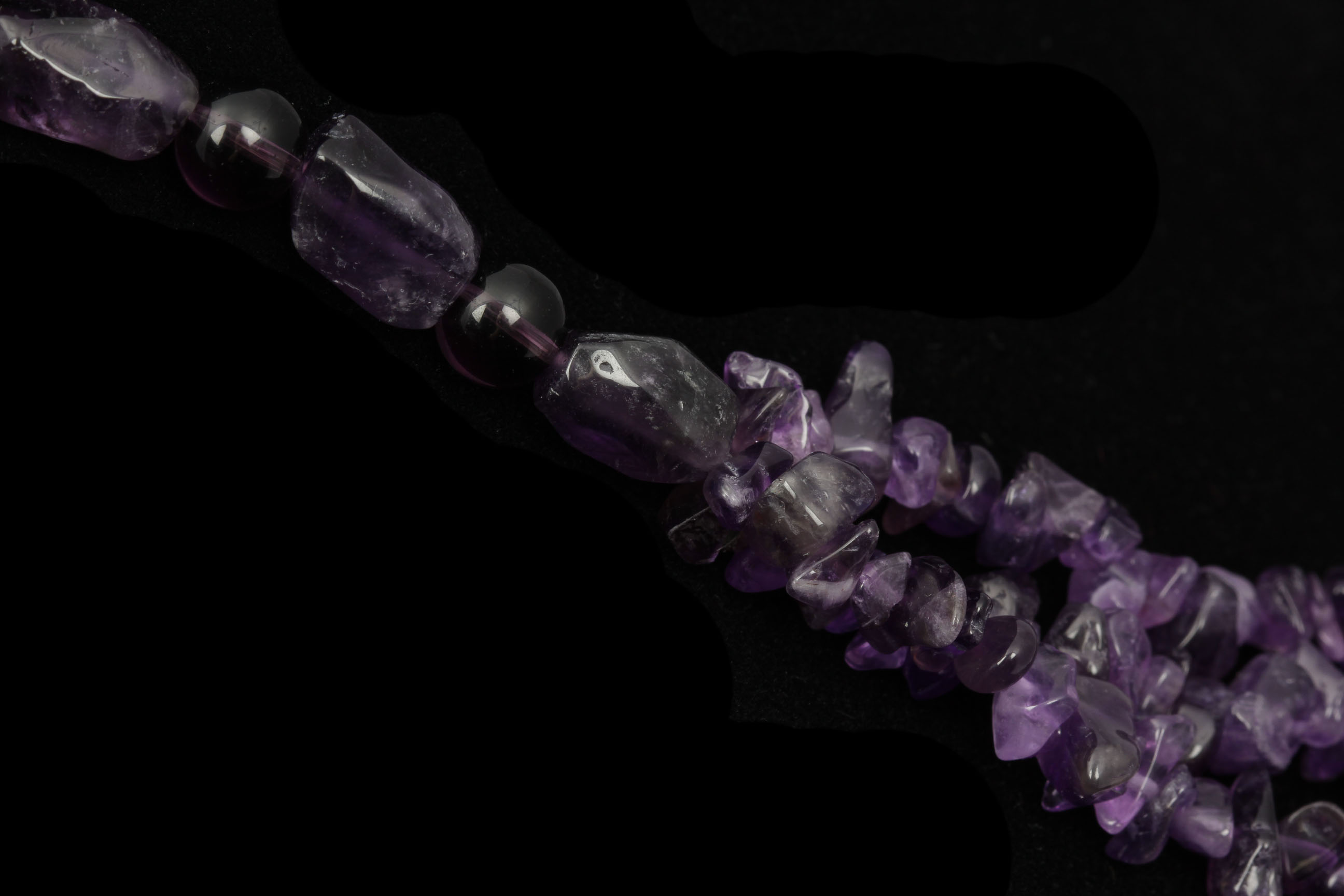 Triple Strand Amethyst Quartz Necklace
