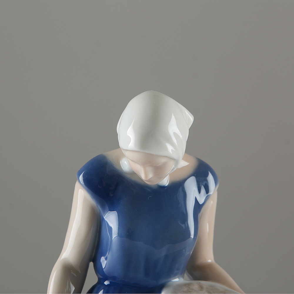 Bing & Grondahl Copenhagen Porcelain Girl Feed Chickens