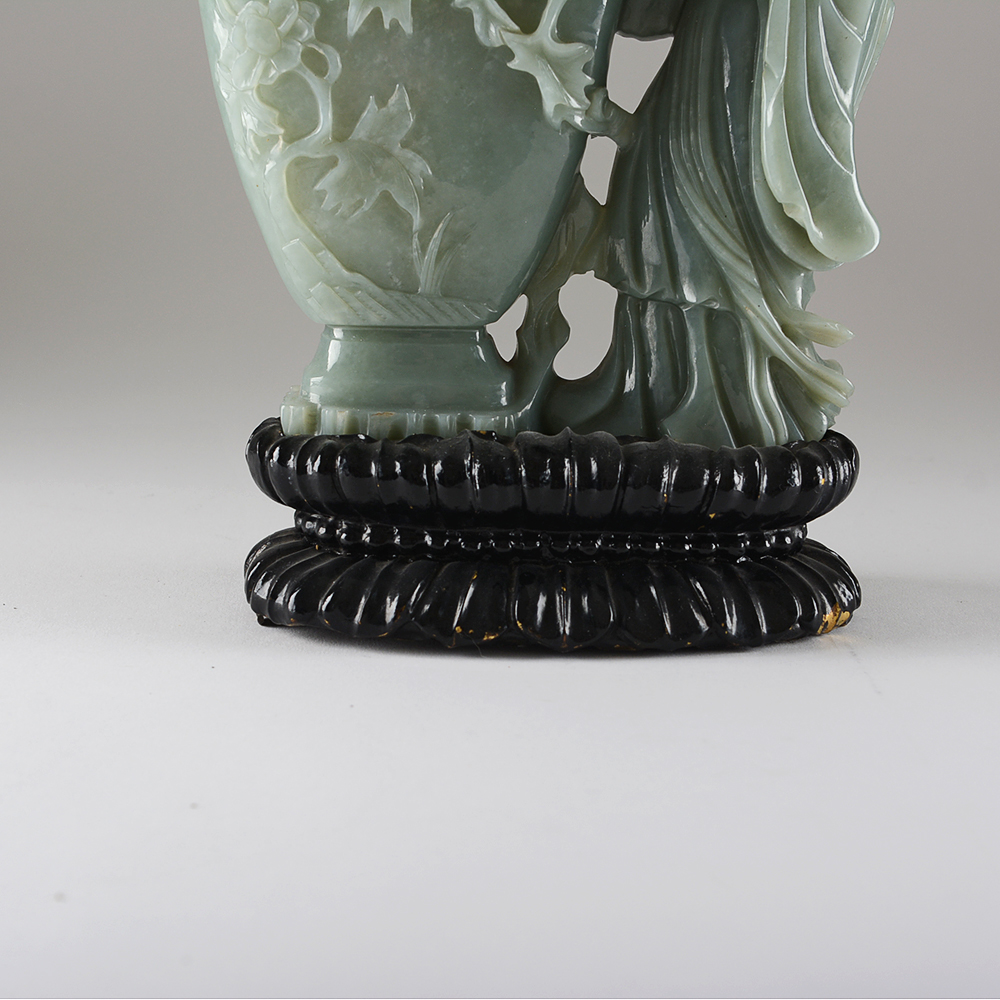 Carved Green Stone Figure and Urn
