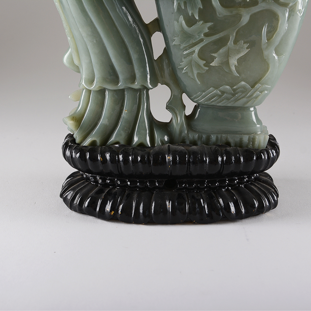 Carved Green Stone Figure and Urn