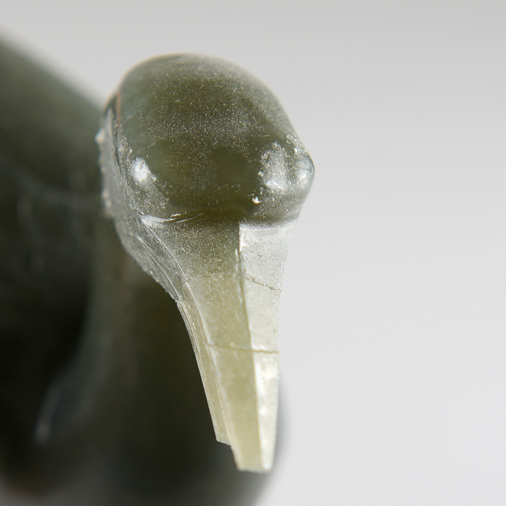 Carved Green Stone Crane Pair