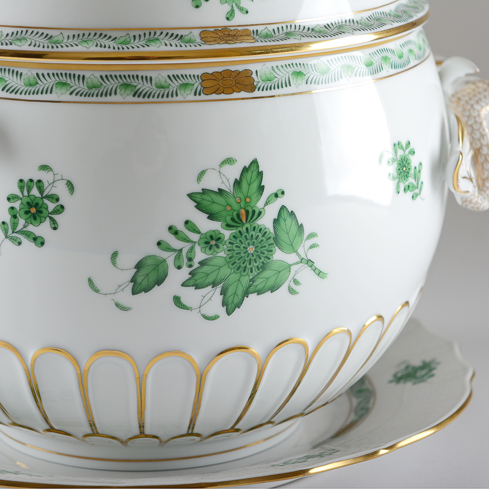 Herend Hungary 'Chinese Bouquet' Soup Tureen and Plate