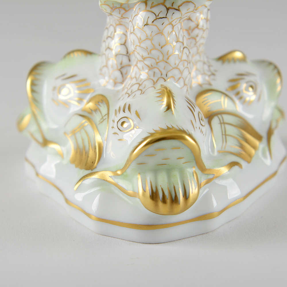 Herend Hungary 'Queen Victoria' Compote With Koi Fish Pedestal