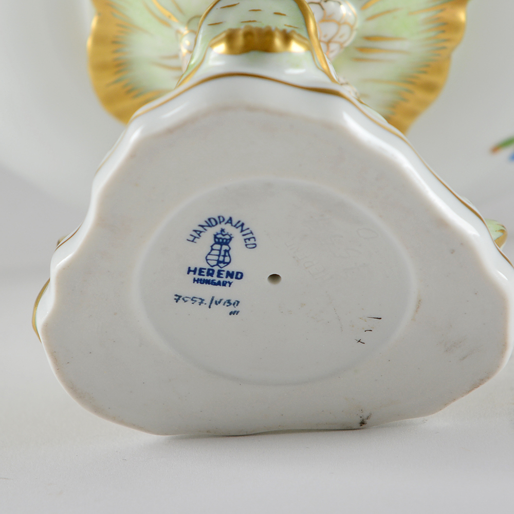 Herend Hungary 'Queen Victoria' Compote With Koi Fish Pedestal