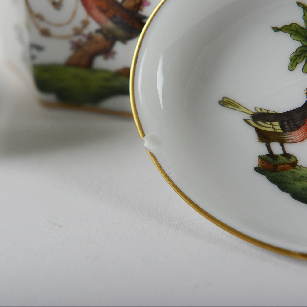 Herend Hungary 'Rothschild Bird' Cigarette Holder, Ash Receivers