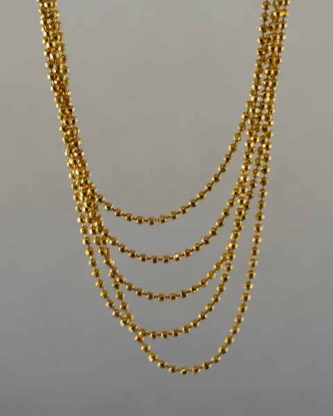 Two Gold Tone Multi-Strand Necklaces and Scarf Ring