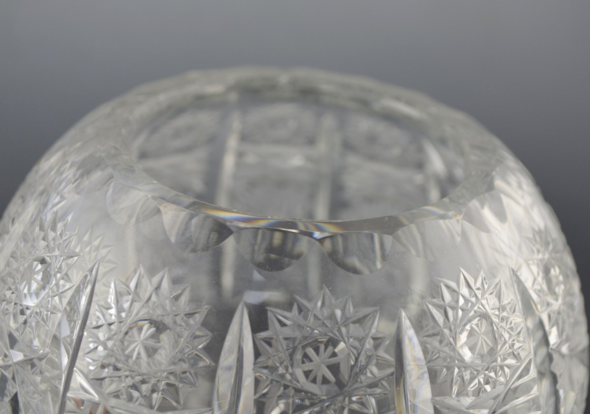 Crystal Hobstar Decanter and Heavy Crystal Ball Vases