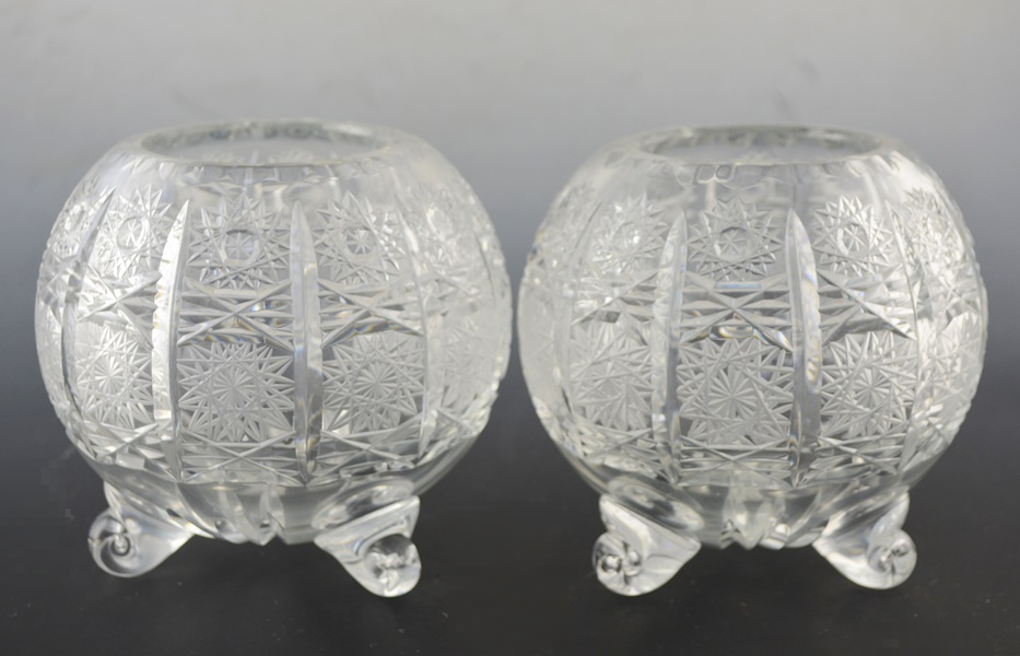 Crystal Hobstar Decanter and Heavy Crystal Ball Vases