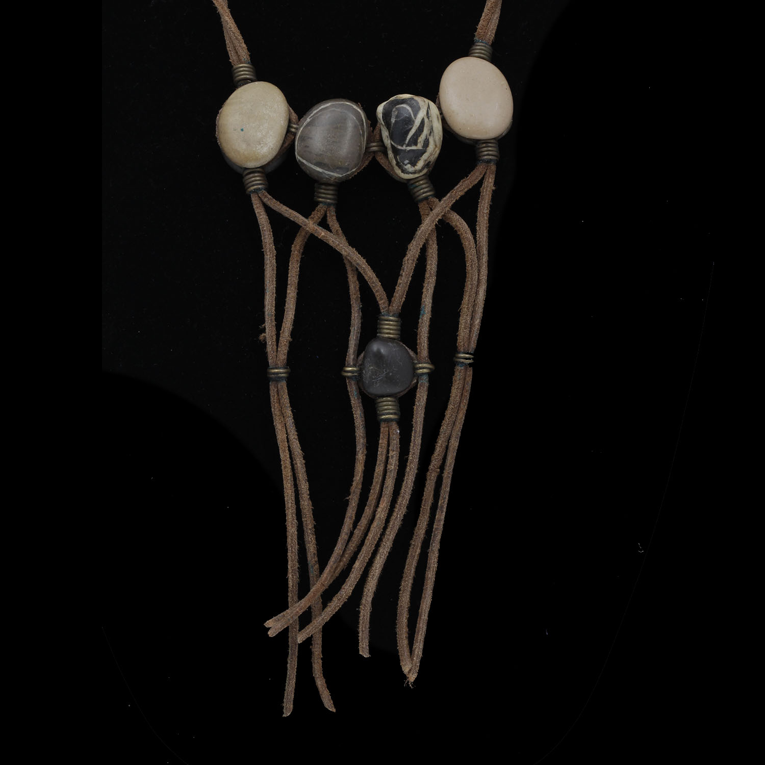 Vintage Stone and Leather Statement Necklace