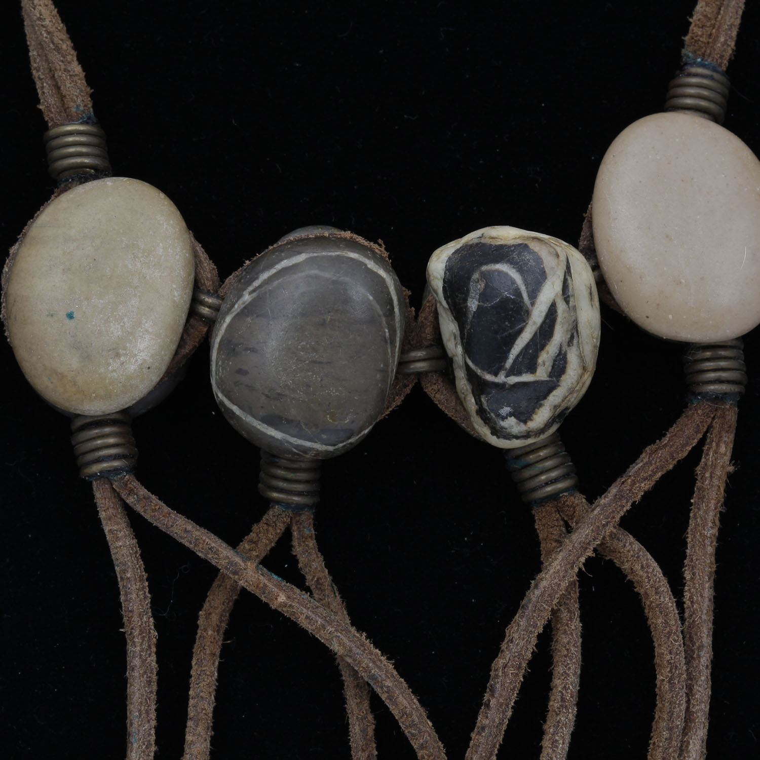 Vintage Stone and Leather Statement Necklace