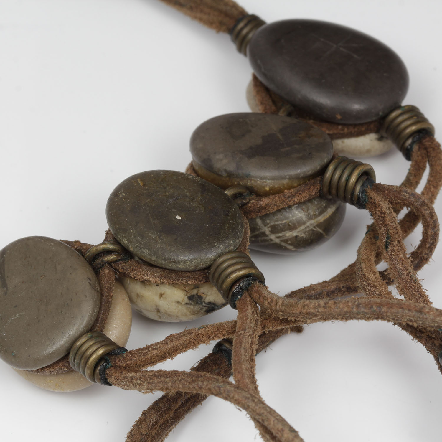 Vintage Stone and Leather Statement Necklace