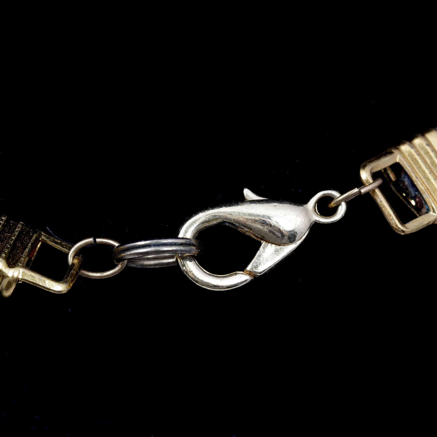 Vintage Modernist Enameled Copper Statement Necklace on Leather Cords