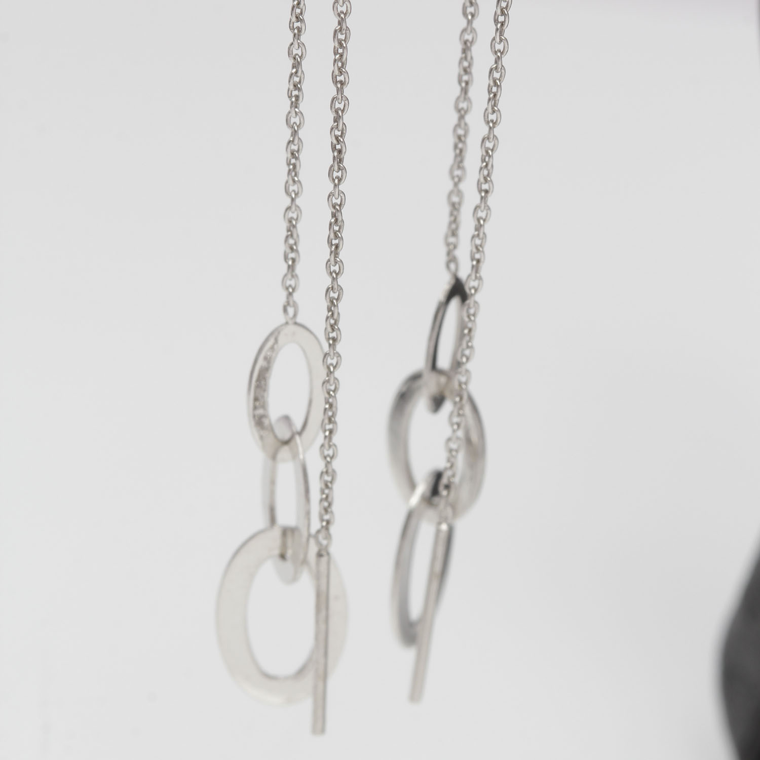 Pair of Sterling Silver Modernist Earrings