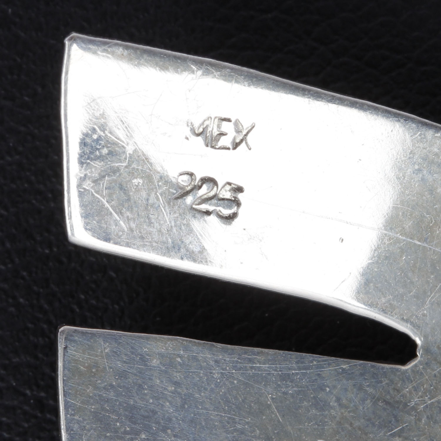 Mexican Modernist Sterling Silver and Leather Necklace