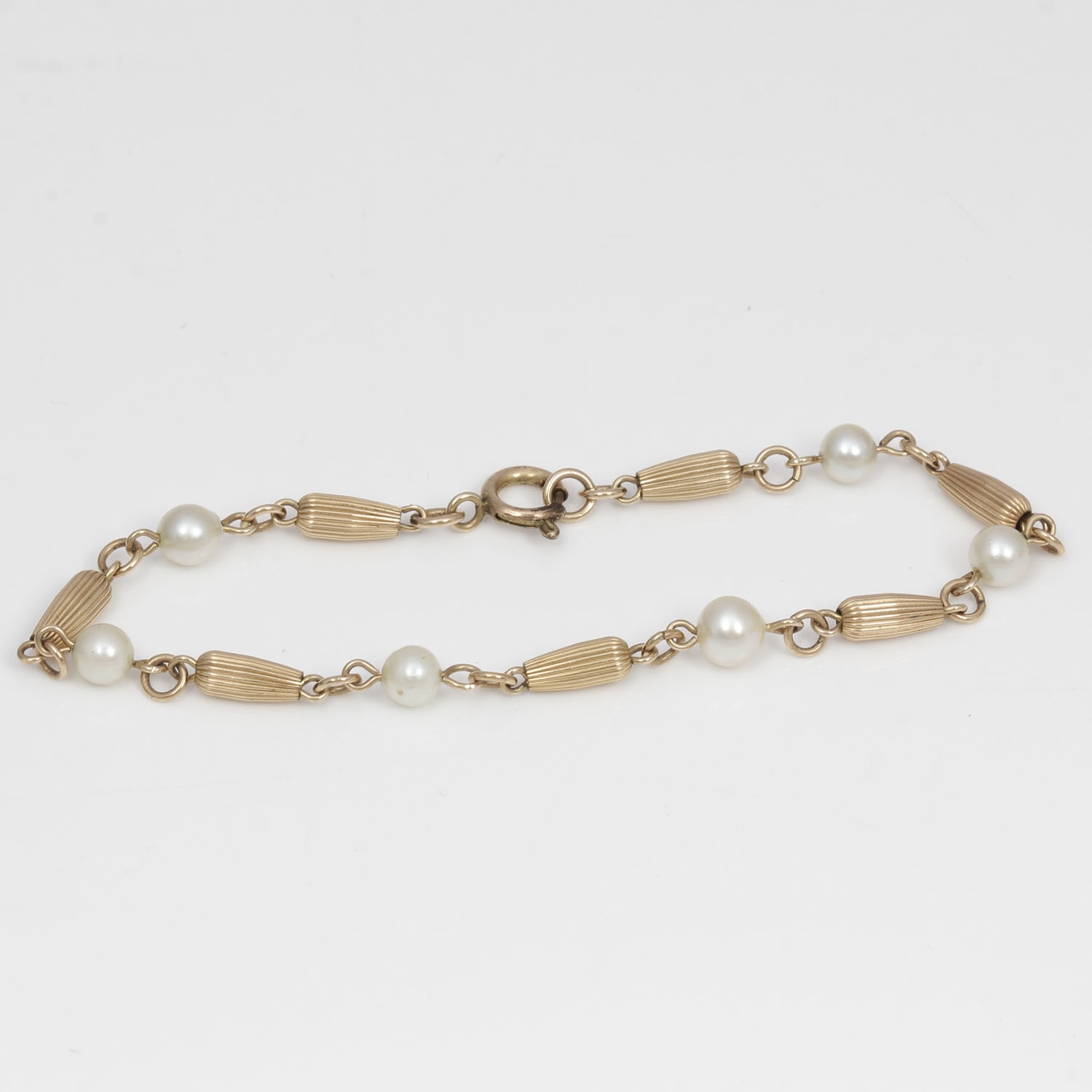 Vintage Gold Fill Bracelet with Faux Pearls