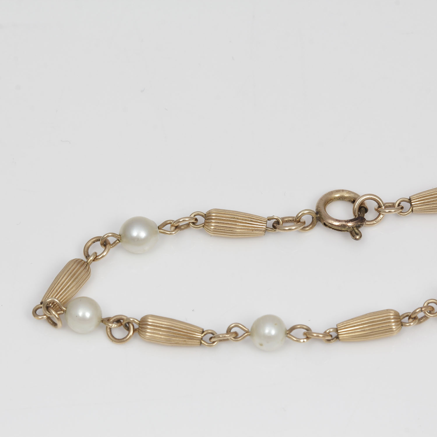 Vintage Gold Fill Bracelet with Faux Pearls
